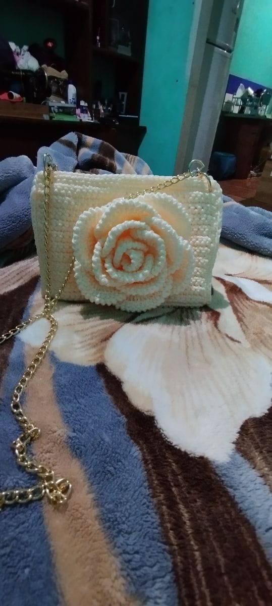 Bolsa de Crochê Flor Pérola - Foto 2