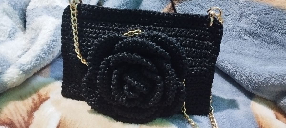 Bolsa de Crochê Flor Pérola - Foto 3