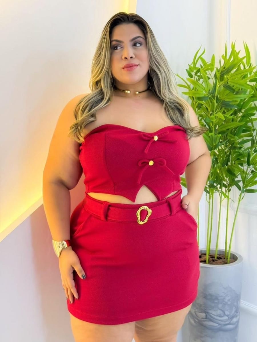 Conjunto plus size short saia mas tomara que caia - Foto 2