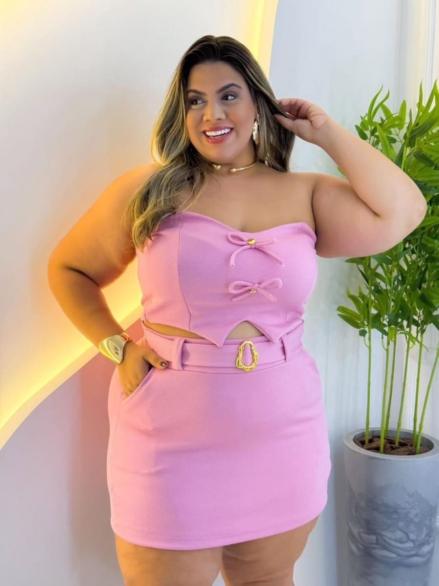Conjunto plus size short saia mas tomara que caia - Foto 1