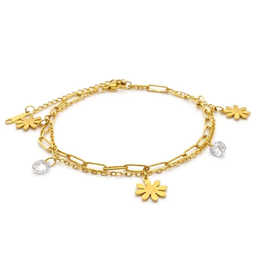 Tornozeleira de Flor e Zircônia