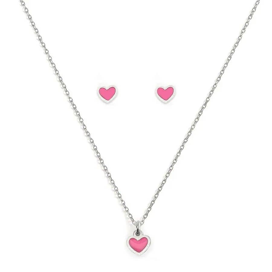 Conjunto infantil, Coração rosa bebê resinado