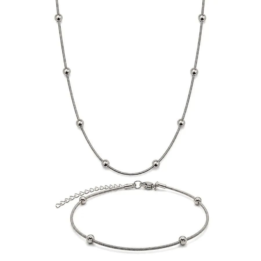 Kit Colar e Pulseira Bolinhas Prata - CON013 - Foto 1