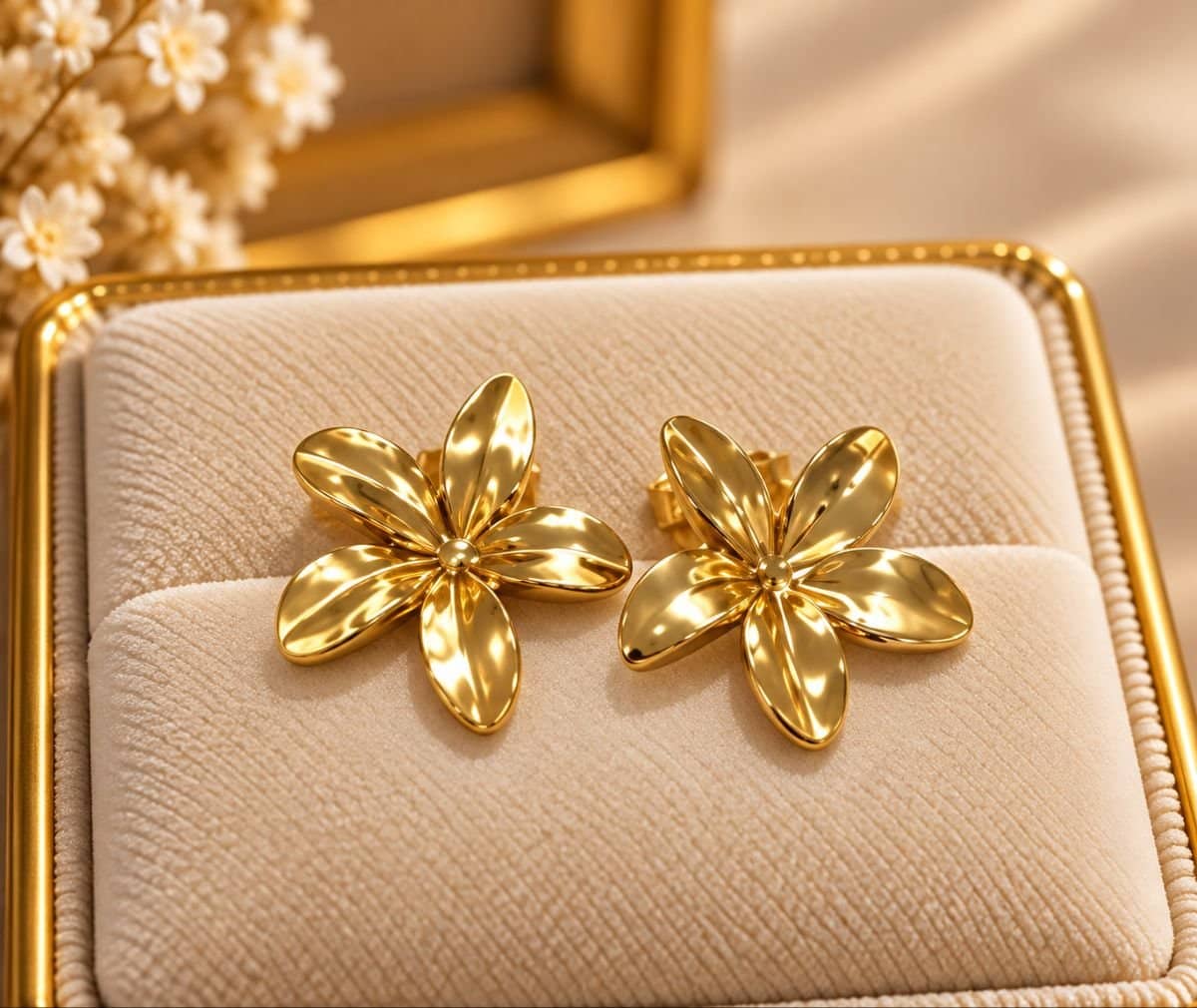 Brinco Flor Luxuoso Dourado