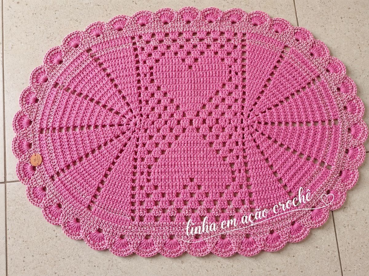 ✨ Tapete Oval em Crochê Rosa ✨ - Foto 1