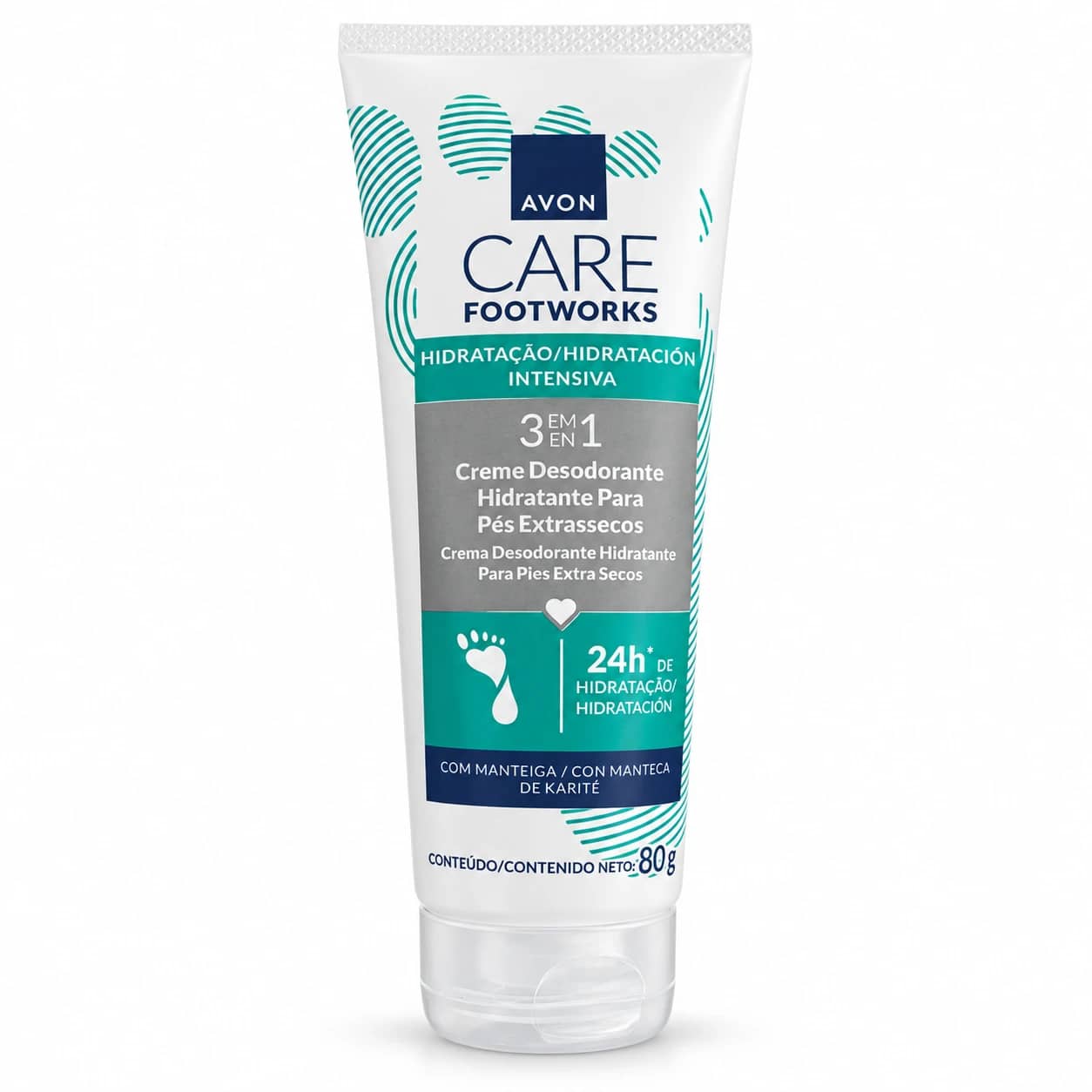 Avon Creme de Hidratação Pés Extra Seco 3x1 80g
