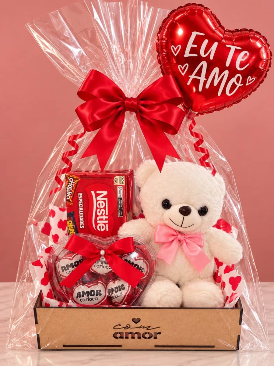 Cesta urso branco