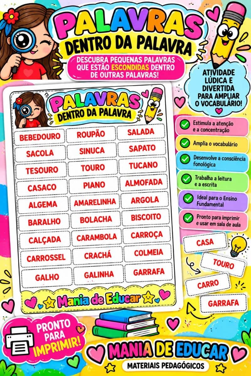 Cartaz palavra dentro da palavra.