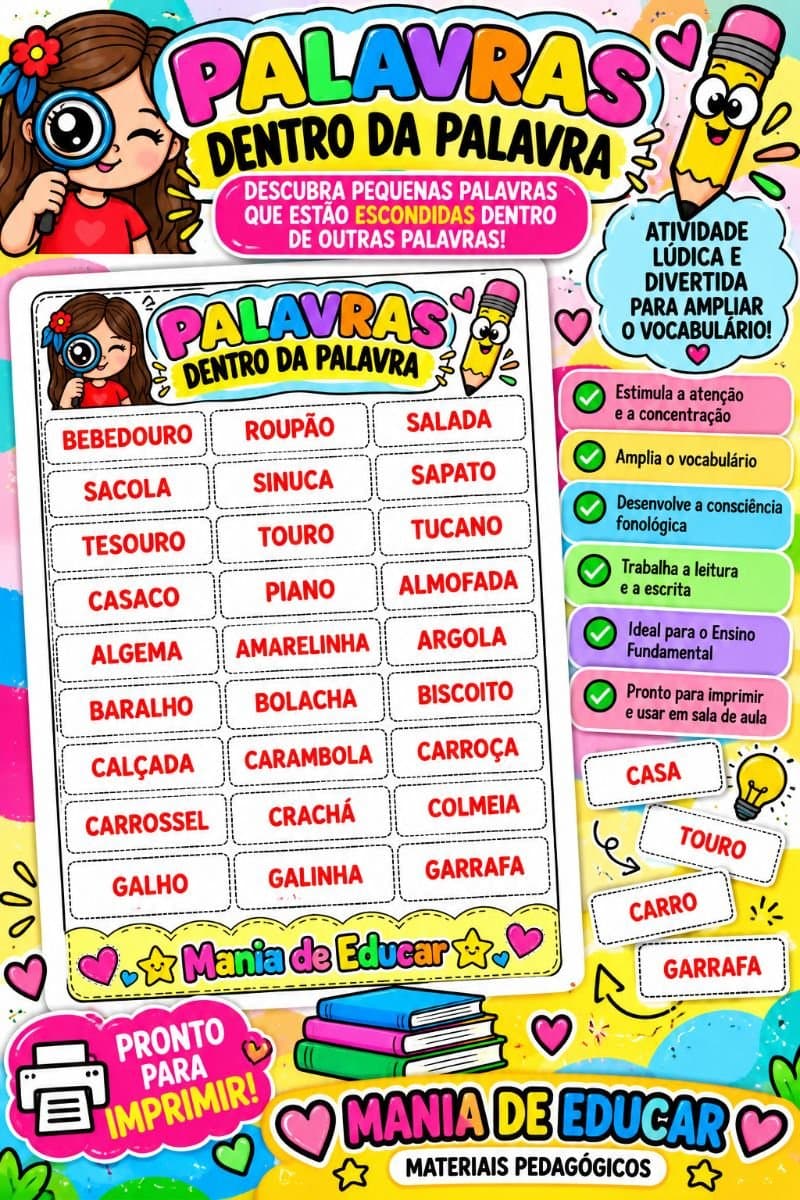Cartaz palavra dentro da palavra.