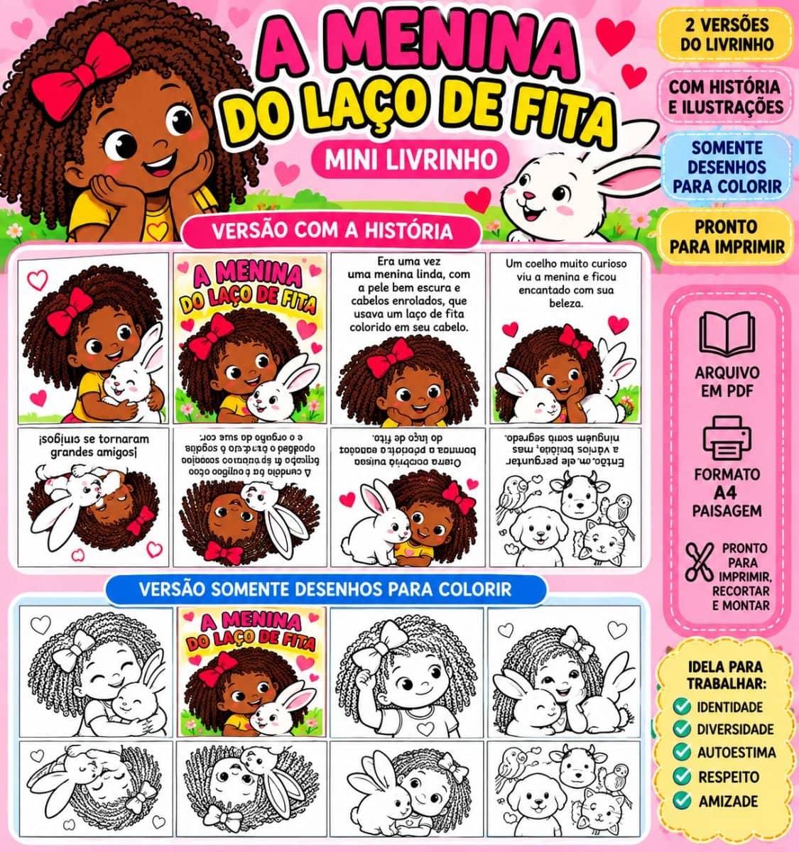 Mini livro A menina do laço de fita