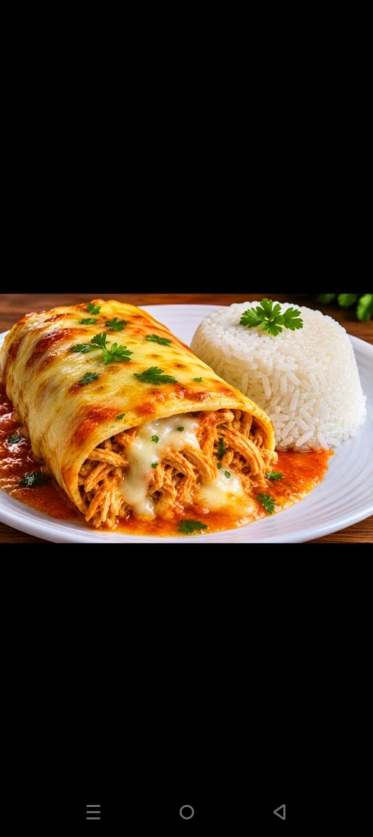 Panqueca de frango bem recheada + porção de arroz soltinho - Foto 1