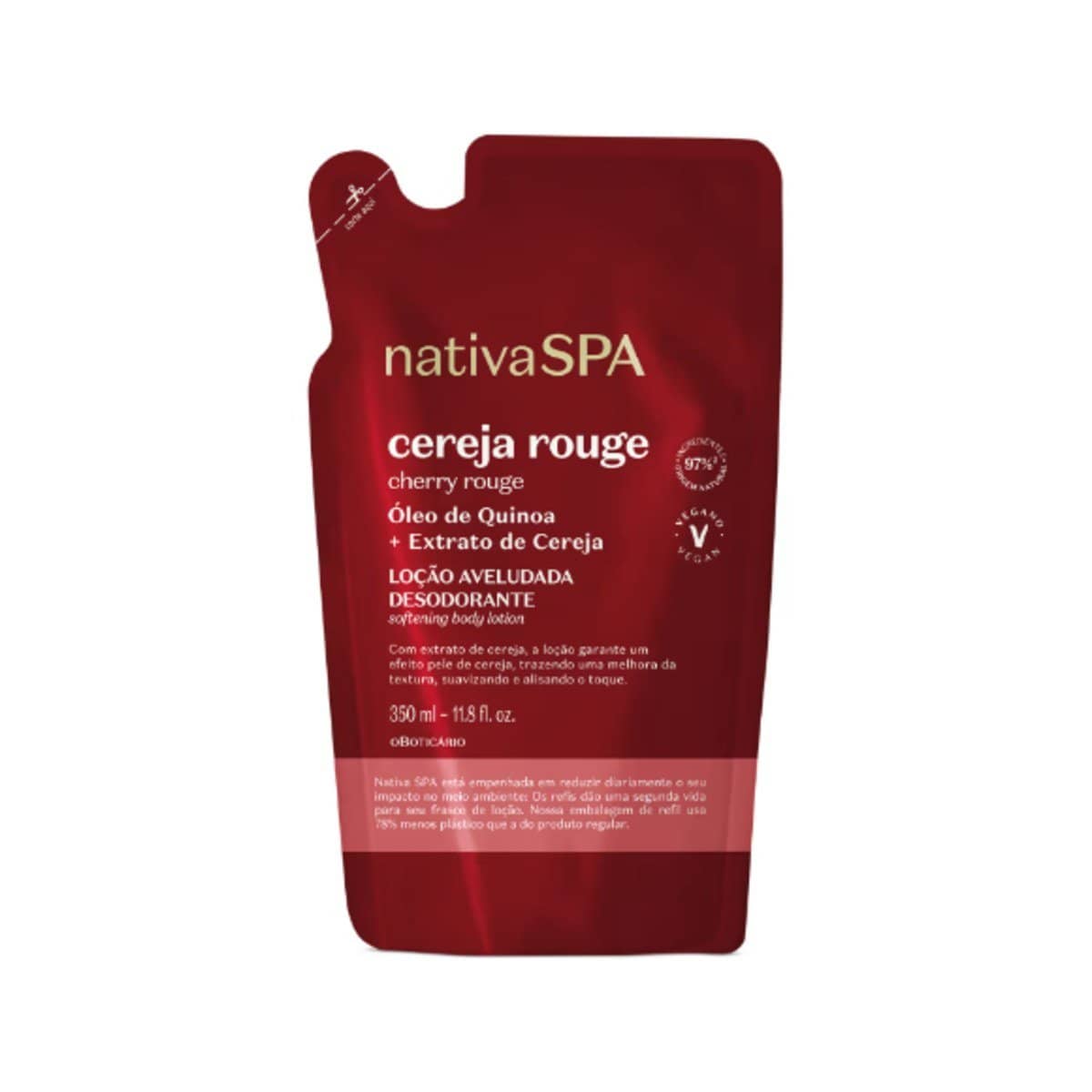 Nativa SPA - Loção Aveludada Desodorante Hidratante Corporal - Refill 350 ml - O Boticário