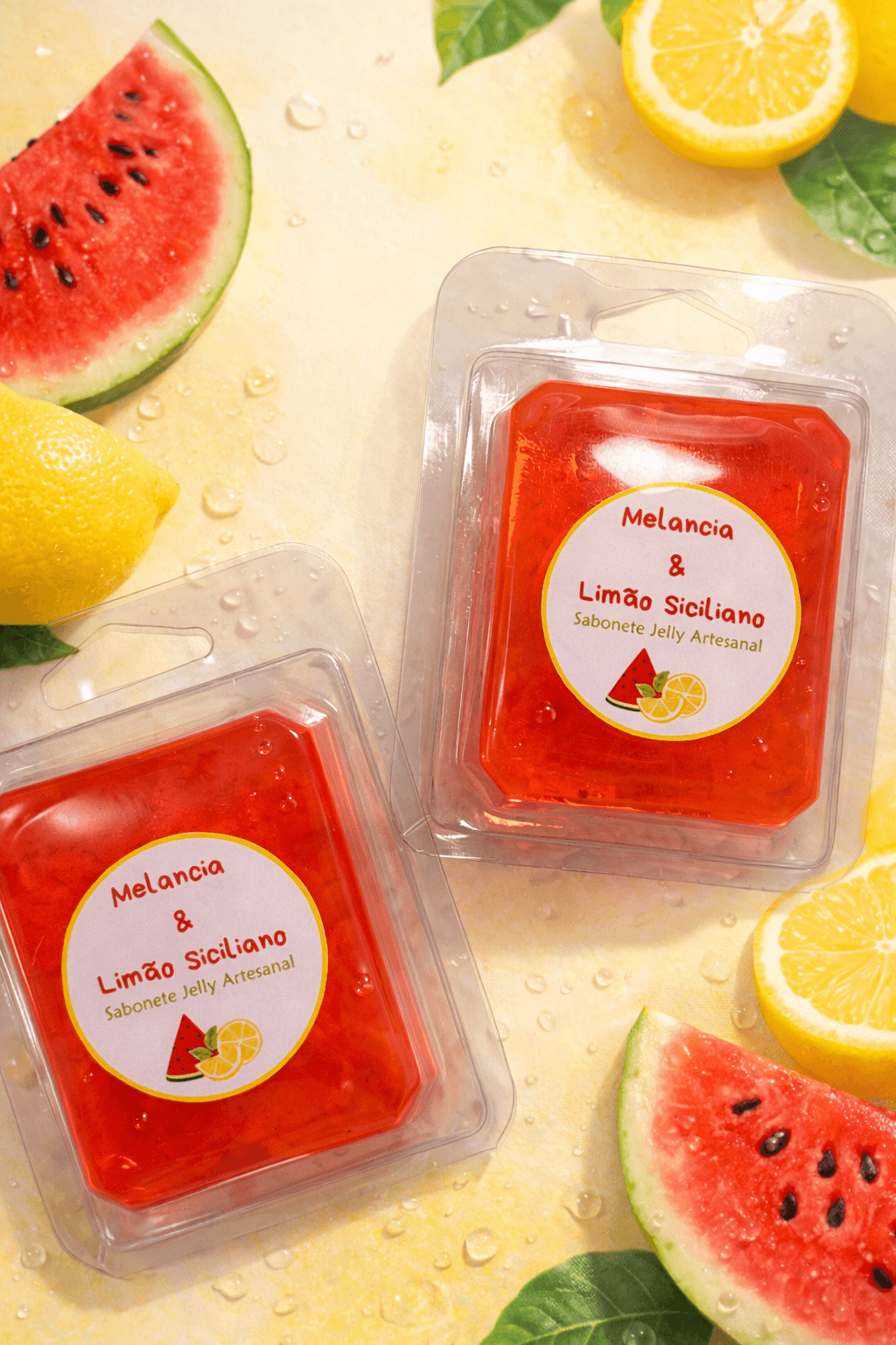 Sabonete Jelly Artesanal - Melancia & Limão Siciliano